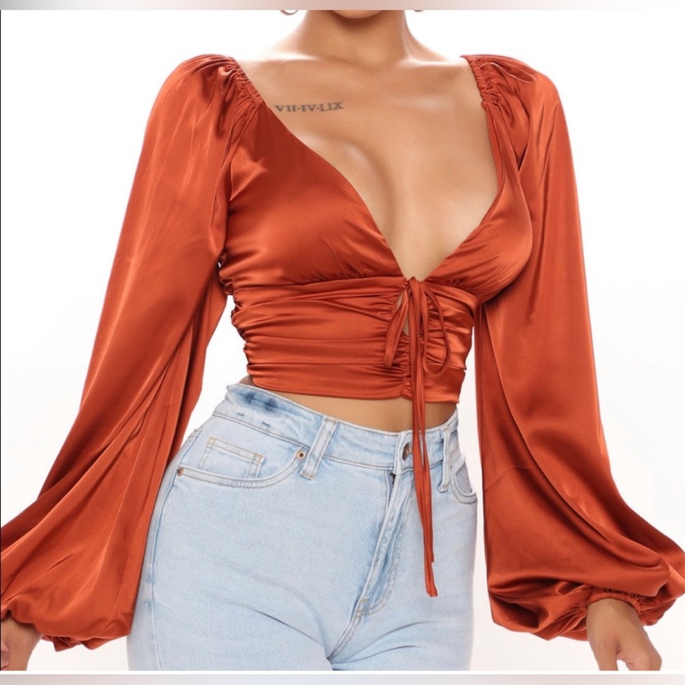 Fashion Nova Satin Crop Top, Size XS